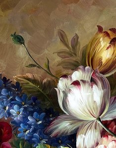 Dutch Style Floral Still Life On Linen