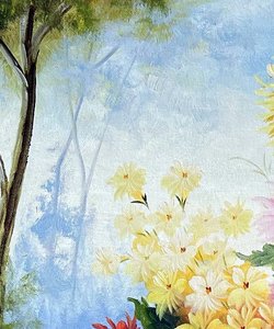 Romantic Floral Bouquet In Golden Vase