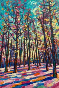 Chromatic Resonance In The Cyan Grove — Aurélie Lemoine, Fauvism