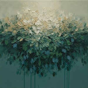 Verdant Impasto Thickest With Descending Teal Fluidity — David Moreau