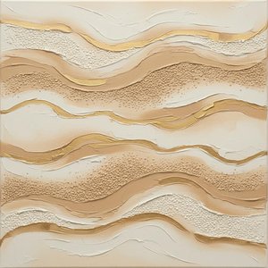 Gilded Strata Of Serenity: An Original Impasto Study In Gold And Sand — David Moreau
