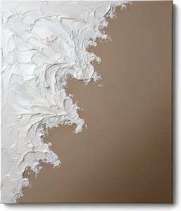 Ephemeral Surge Of White Impasto Against A Silent Ochre Horizon — David Moreau, Plaster & Texture Art