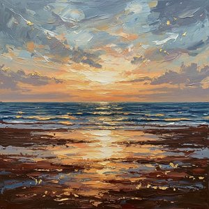 Ephemeral Convergence Of Indigo Tides And Dawn's Monumental Embrace — Christian Noiret, Contemporary Abstract Painting