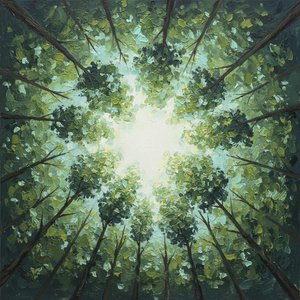 Radiant Canopy Convergence: A Meditative Study in Emerald Light and Ethereal Shadows