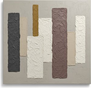 Monolithic Echoes In Ochre And Charcoal: A Meditative Study Of Textured Earth — David Moreau, Contemporary Abstract