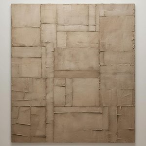Monolithic Tectonic Layers In Earthen Sand And Sculptural Taupe Relief — David Moreau, Plaster & Texture Art