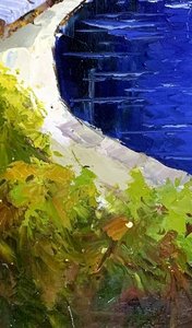 Impressionist Mediterranean Coastal Village Scene