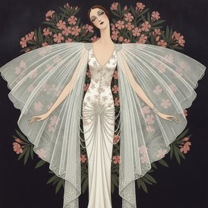 Ivory Figure Enveloped In A Charcoal Floral Wreath — Valentin Laurent De Courcey