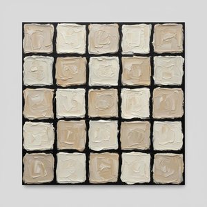 Monolithic Fragments In Sand And Cream: A Meditative Study Of Textured Grids — David Moreau, Plaster & Texture Art