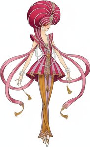 Magenta Turban And Cascading Pearl Sashes In Gold Thread — Valentin Laurent De Courcey