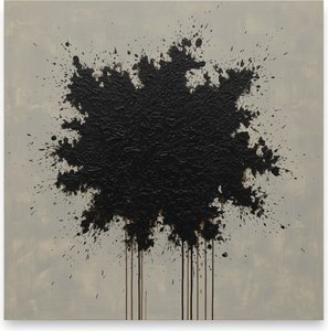Monolithic Void: An Organic Expansion Of Shadow And Gravity In Impasto Black — Christian Noiret, Contemporary Abstract