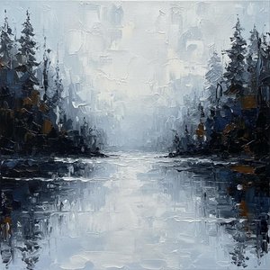 Silent Echoes Of The Mist: A Monochromatic Study In Eternal Solitude — Christian Noiret, Contemporary Abstract