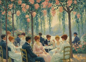 Ephemeral Radiance: A Summer Rendezvous Under The Blossom Canopy — Jacques Villedieu