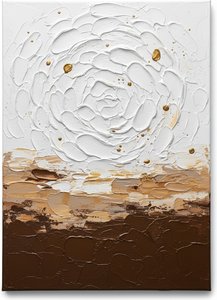 Celestial Resonance In White Impasto With Gilded Earth And Umber Foundations — David Moreau, Contemporary Abstract