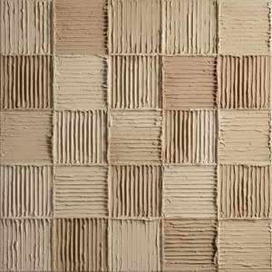 Monolithic Rhythms In Sand: A Sculptural Study Of Tactile Geometric Serenity — David Moreau, Plaster & Texture Art