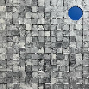 A Solitary Cobalt Pulse Within The Textured Rhythms Of Monochromatic Geometric Fragments — David Moreau, Plaster & Texture Art