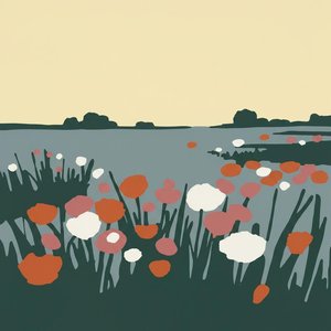 Serene Twilight Meadow: A Unique One Of One Masterpiece In Muted Earth Tones — Charles Delorme