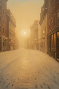 Ethereal Stillness In Amber Mist: A Luminist Study Of The Winter Dawn — Pierre Richard, Luminism