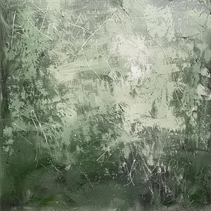 Ethereal Moss And Silver Veins: A Monochromatic Study In Organic Serenity — David Moreau, Plaster & Texture Art