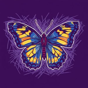 Ethereal Symmetry In Violet: A Singular Vision Of Celestial Winged Radiance — Yann Lambert
