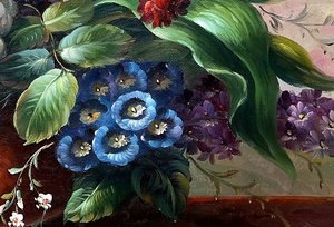 Baroque Floral Still Life On Linen