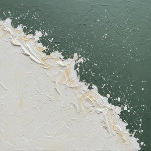 Fragmented Silence: A Monolithic Study Of Sage Verdure And Sculptural White Impasto — David Moreau, Contemporary Abstract