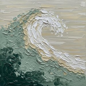 Emerging Crest Of Sage And Forest: A Monumental Study In Sculpted Impasto — David Moreau, Plaster & Texture Art