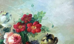 Baroque Floral Still Life On Linen