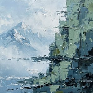 Monolithic Silence: An Ethereal Study Of Glacial Peaks And Sculptural Shadows — Laurent Fabre, Neo-abstract Art