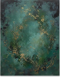 Ethereal Emerald Vortex With Gilded Veins In A Meditative Abstract Composition — David Moreau, Contemporary Abstract