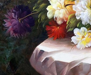 Impressionist Floral Bouquet On Stone Ledge