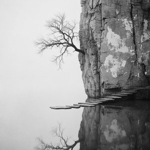 Ephemeral Silence: A Monochromatic Study Of Solitude And Stone In Mist — Laurent Roche
