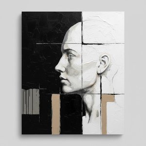 Fragmented Soul In Monochrome: A Monumental Study Of Order And Organic Decay — Laurent Fabre, Neo-abstract Art (modern Abstract Compositions)