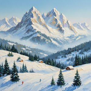 Eternal Alpine Silence: A Monumental Impasto Study Of Serenity And Frozen Peaks — Christian Noiret, Contemporary Abstract