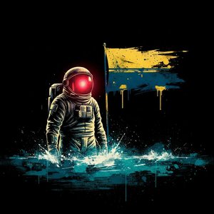 Eternal Sentinel Amidst The Celestial Chaos Of A Crimson Visor Glow — Laurent Blanc