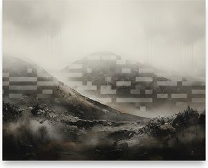 Fragmented Earth Beneath A Veiled Sky: A Monochromatic Study Of Melancholic Terrain — Laurent Roche