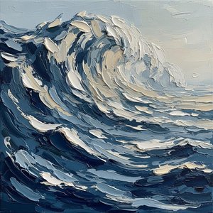 Monolithic Surge Of Midnight Blue And Sculptural White Impasto Tides — David Moreau