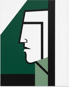 Geometric Profile In Teal Hues: A Study Of Controlled Linearity And Form — Laurent Fabre, Neo-abstract Art (modern Abstract Compositions)