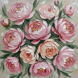 Ethereal Bloom In Rose And Sage: A Monumental Impasto Floral Masterpiece — Christian Noiret, Contemporary Abstract Painting