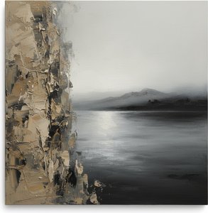 Monolithic Shadows Over An Ethereal Sea In A Singular Moment Of Melancholy — David Moreau, Plaster & Texture Art