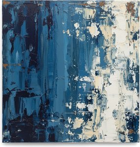 Fragmented Midnight: The Sculptural Interplay Of Deep Indigo And Luminous Ivory — David Moreau, Plaster & Texture Art