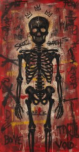 Crimson Scars And The Crowned Bone — Laurent Caron, Basquiat Raw Pop