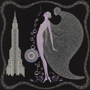 Lavender Figures Ascending Past A Geometric Silver Spire — Valentin Laurent De Courcey