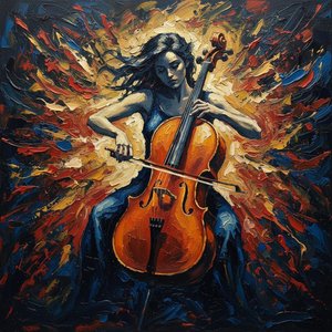 Celestial Crescendo: A Radiant Symphony Of Amber Light And Fragmented Indigo Shadows — Laurent Mercier