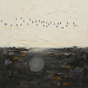 Monolithic Silence: A Sculptural Study Of Celestial Shadows And Textured Ivory Horizons — Laurent Fabre, Neo-abstract Art