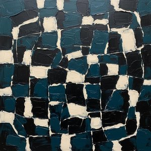 Tectonic Shadows: A Monumental Interplay Of Midnight Blue And Heavy Ivory Relief — Laurent Fabre