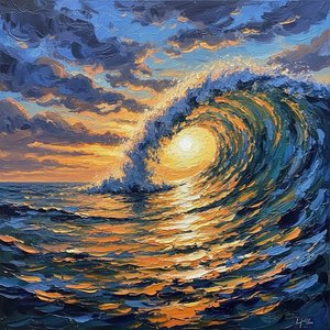 Golden Zenith Within The Swelling Tide Of An Eternal Oceanic Surge — Christian Noiret