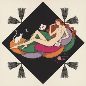 Reclining Figure Amidst Tasseled Diamonds And Vibrant Velvet Cushions — Valentin Laurent De Courcey