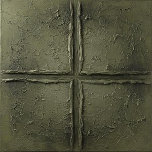 Monolithic Earth: A Sculptural Study In Deep Olive And Structural Relief — David Moreau, Contemporary Abstraction