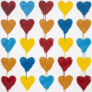 Rhythmic Pulse Of Crimson And Gold: A Singular Impasto Grid Of Eternal Affection — Julien Vasseur
